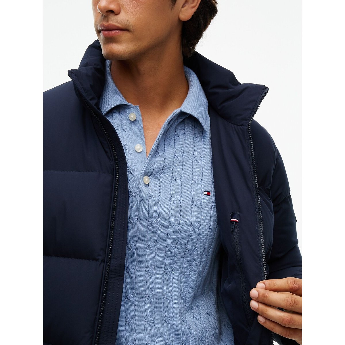 High Neck Padded Jacket navy blue, TOMMY HILFIGER