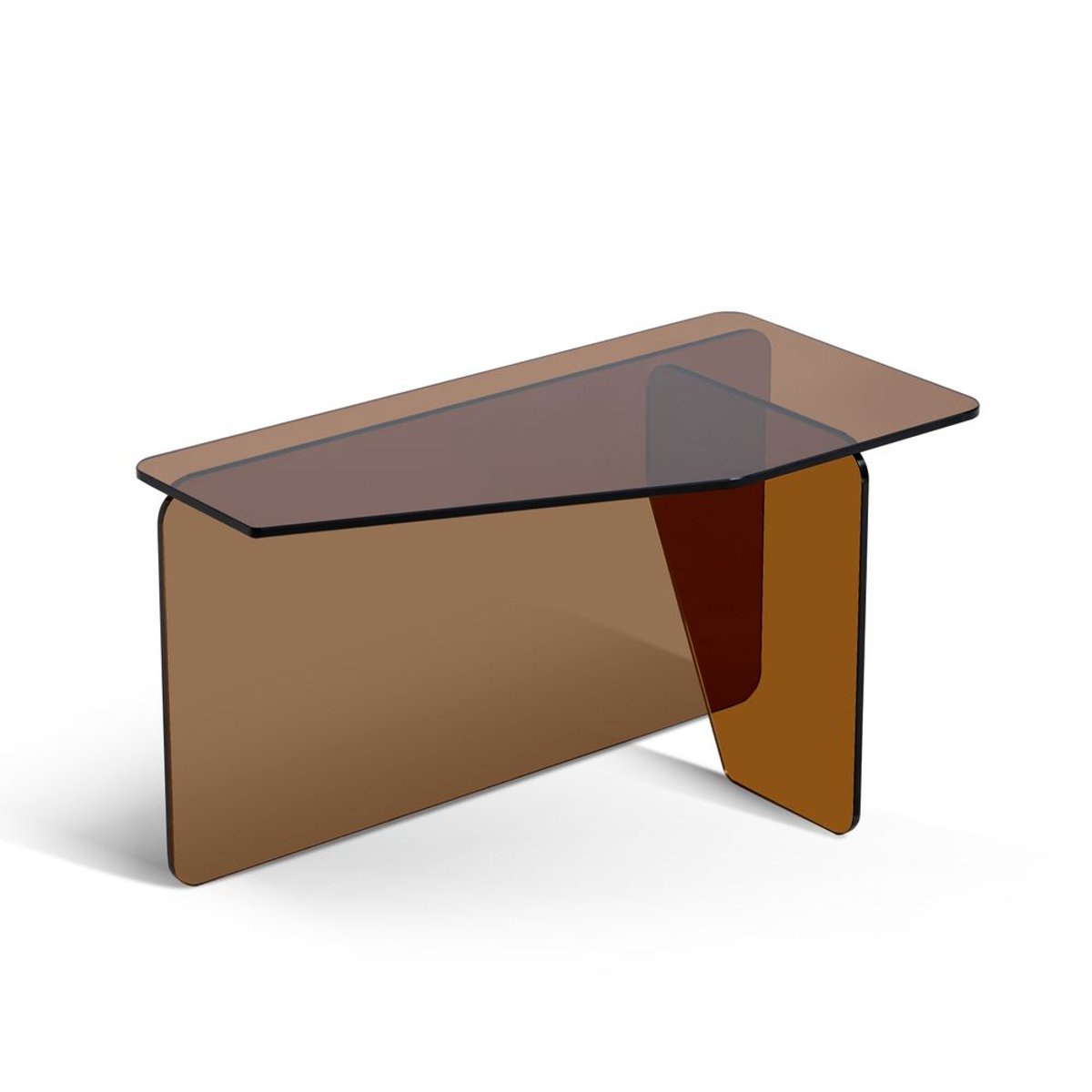Table basse 70 cm en verre trempé gris marron clair, ZAGO