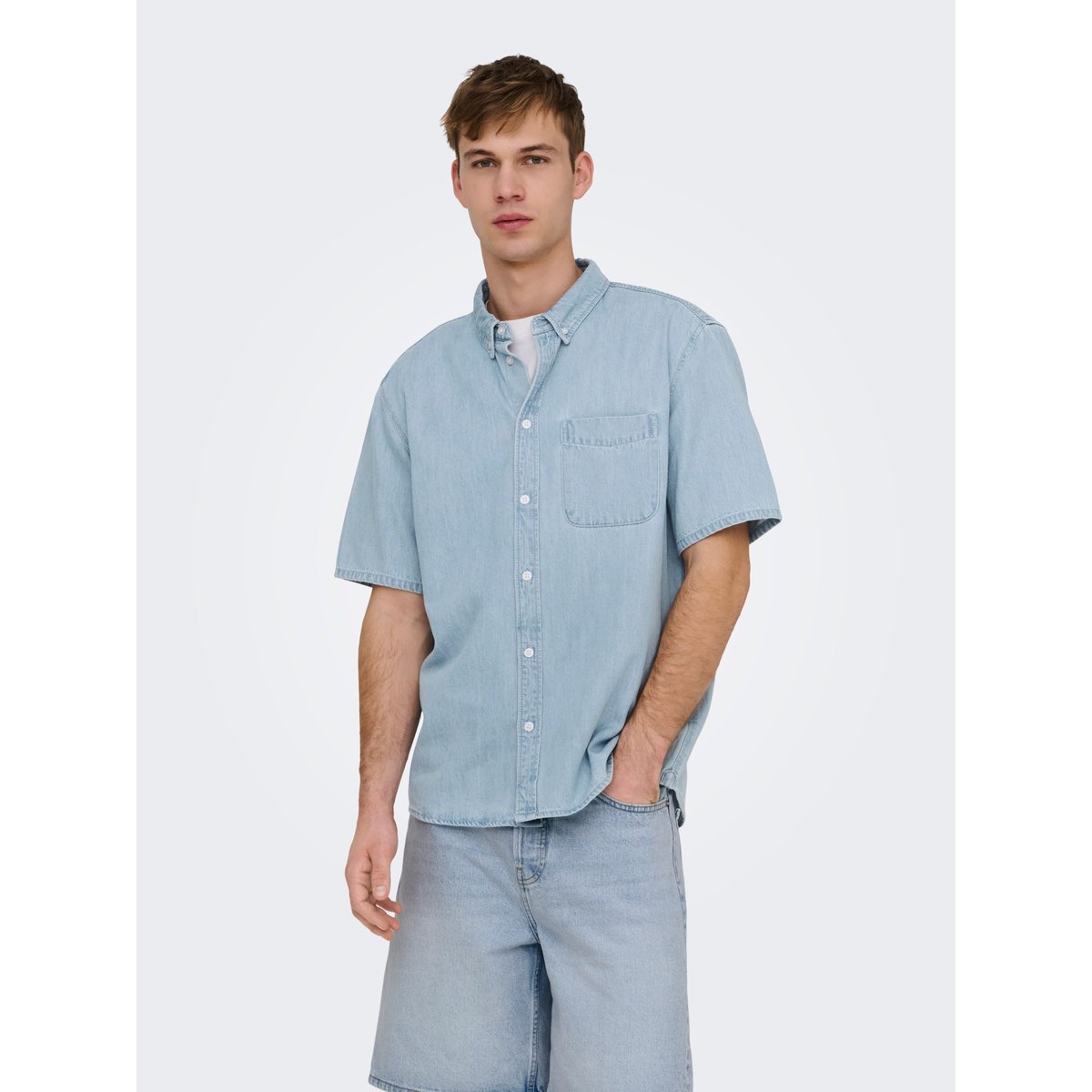 Chemise En Denim light blue denim, ONLY & SONS