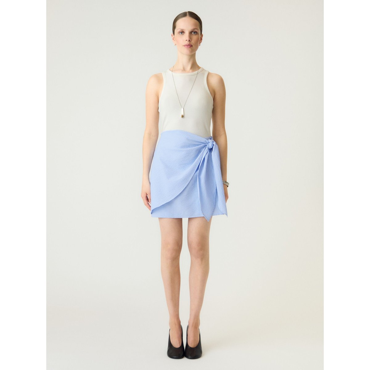 Mini-Jupe chambray blue, YAS