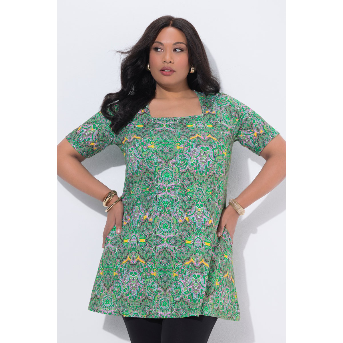 T-shirt long vert pomme, ULLA POPKEN