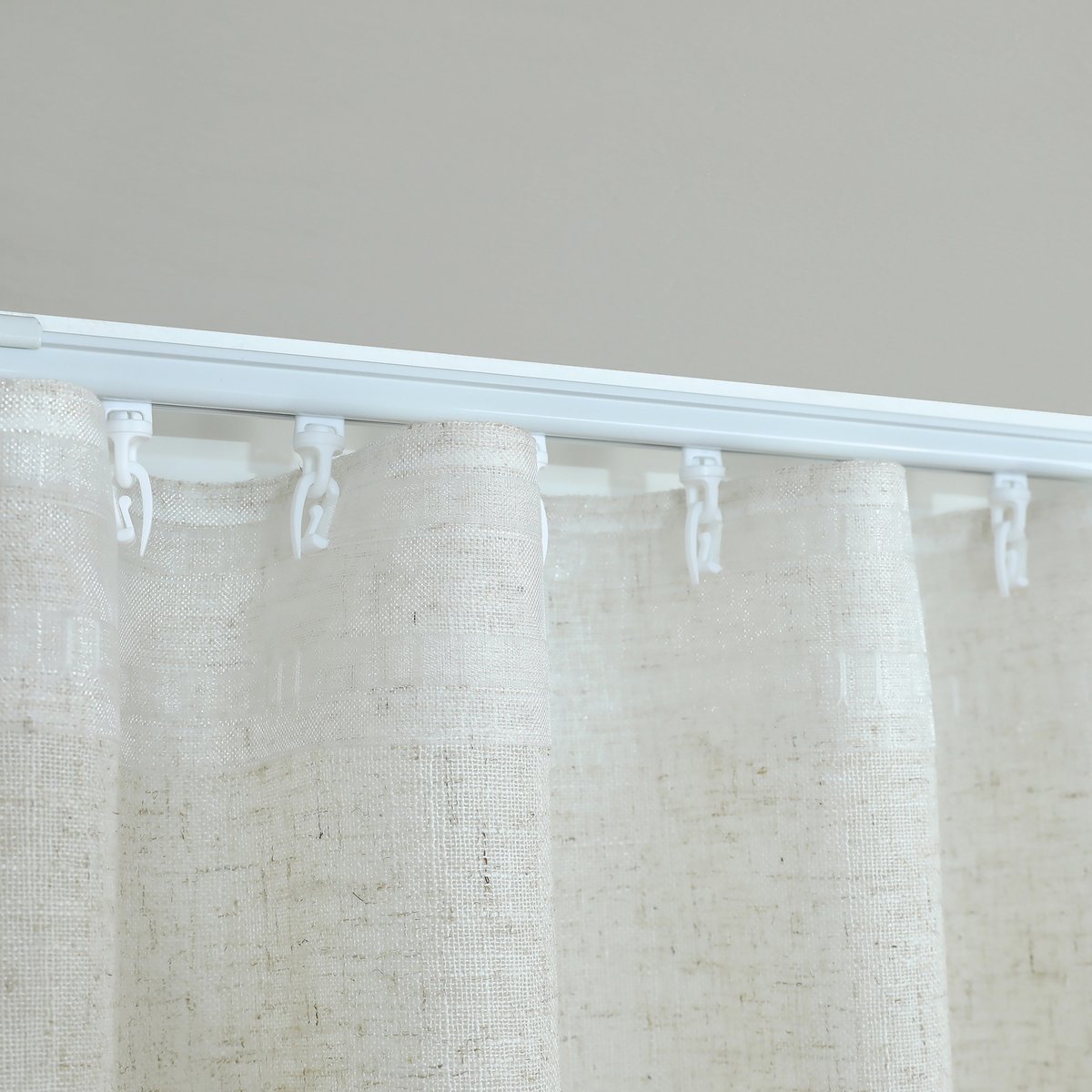 Kit rail extensible + Voilage poly-lin wave - QABANE lin, HOME MAISON