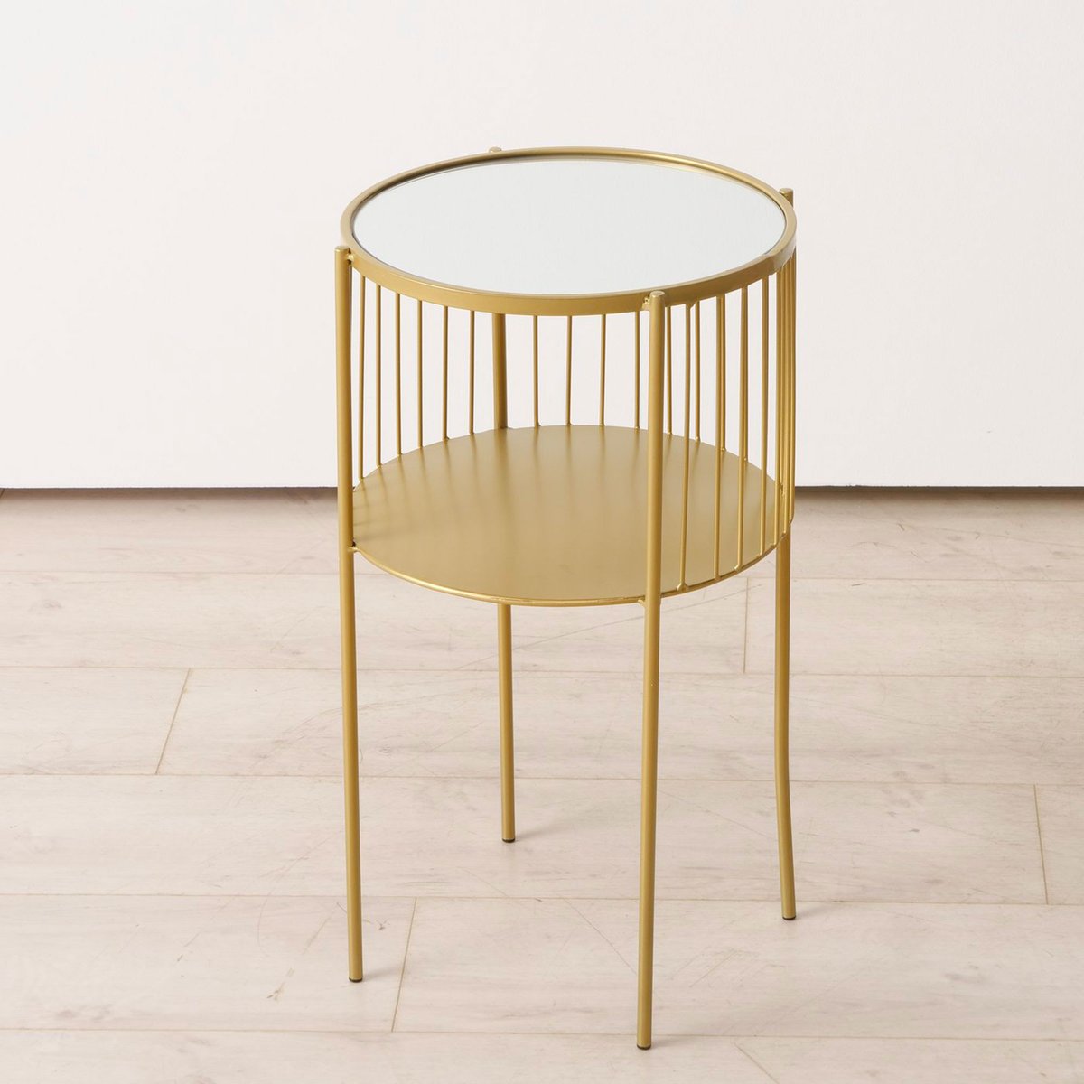 Table d'appoint ronde en métal doré et plateau miroir 33x33x55.5cm doré, WADIGA