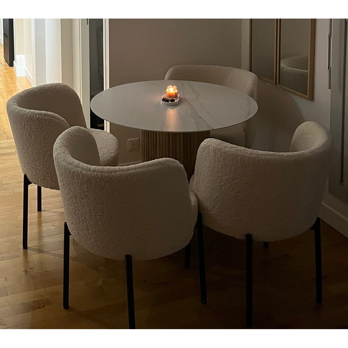 Table à manger 4 personnes, bois, HAVANA blanc marbre, NORDLYS