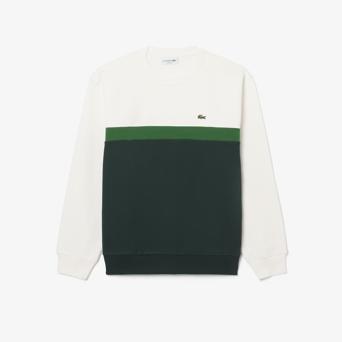 Sweatshirt aus Molton, Colorblocking cremeweiss/grün, LACOSTE