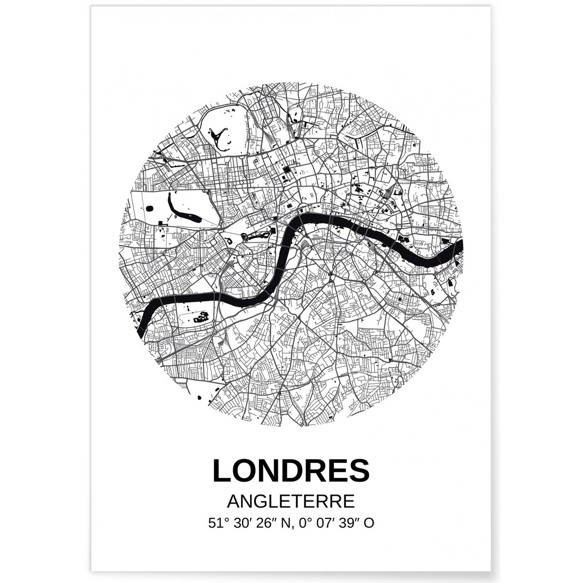 Affiche Carte Londres blanc, L'AFFICHERIE