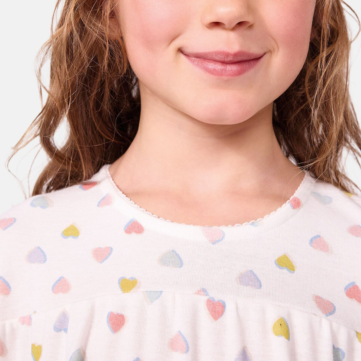 Camicia da notte da principessa con diadema in cotone fantasia fondo bianco, PETIT BATEAU