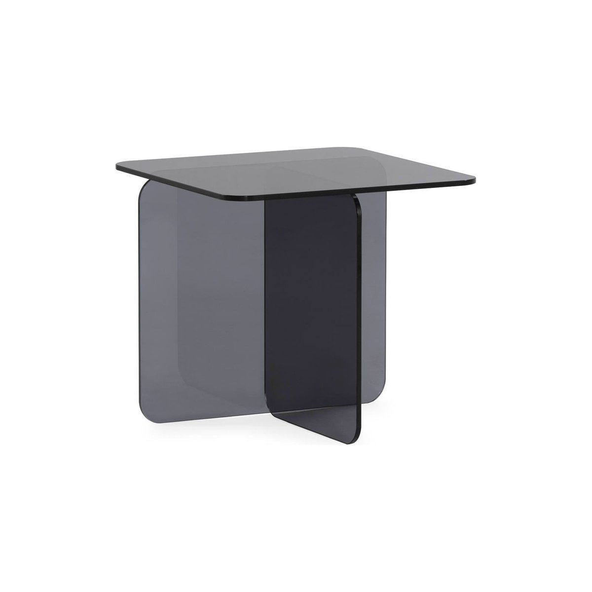 Table d'appoint en verre gris fumé, RECOLLECTION