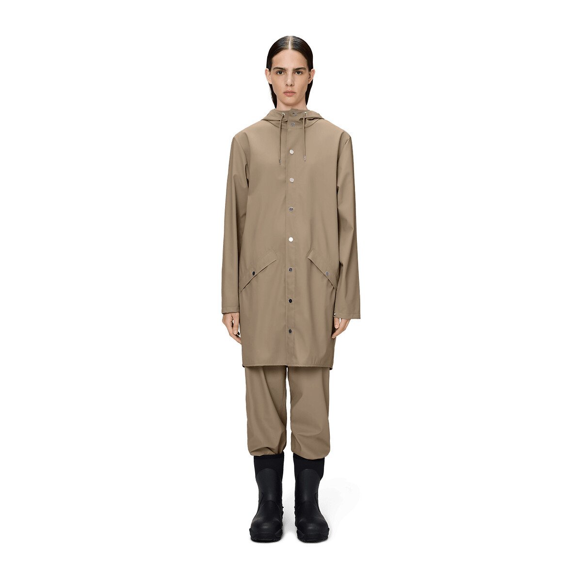 Veste imperméable à capuche unisexe MI-LONG JACKET beige, RAINS