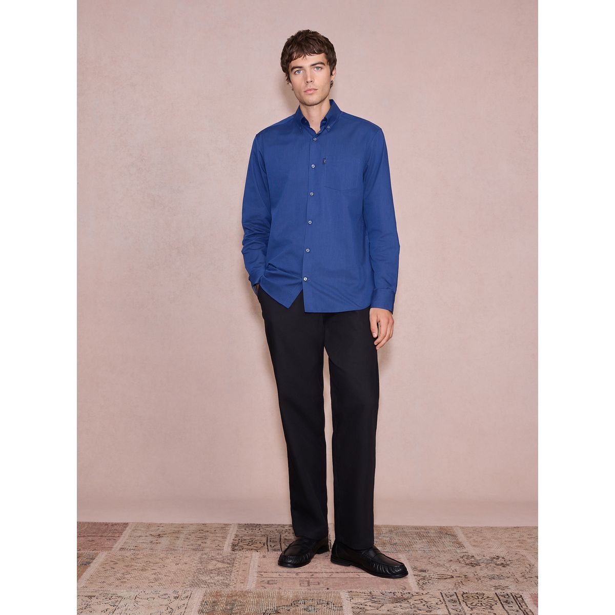 Chemise oxford entretien facile bleu foncé, NEXT