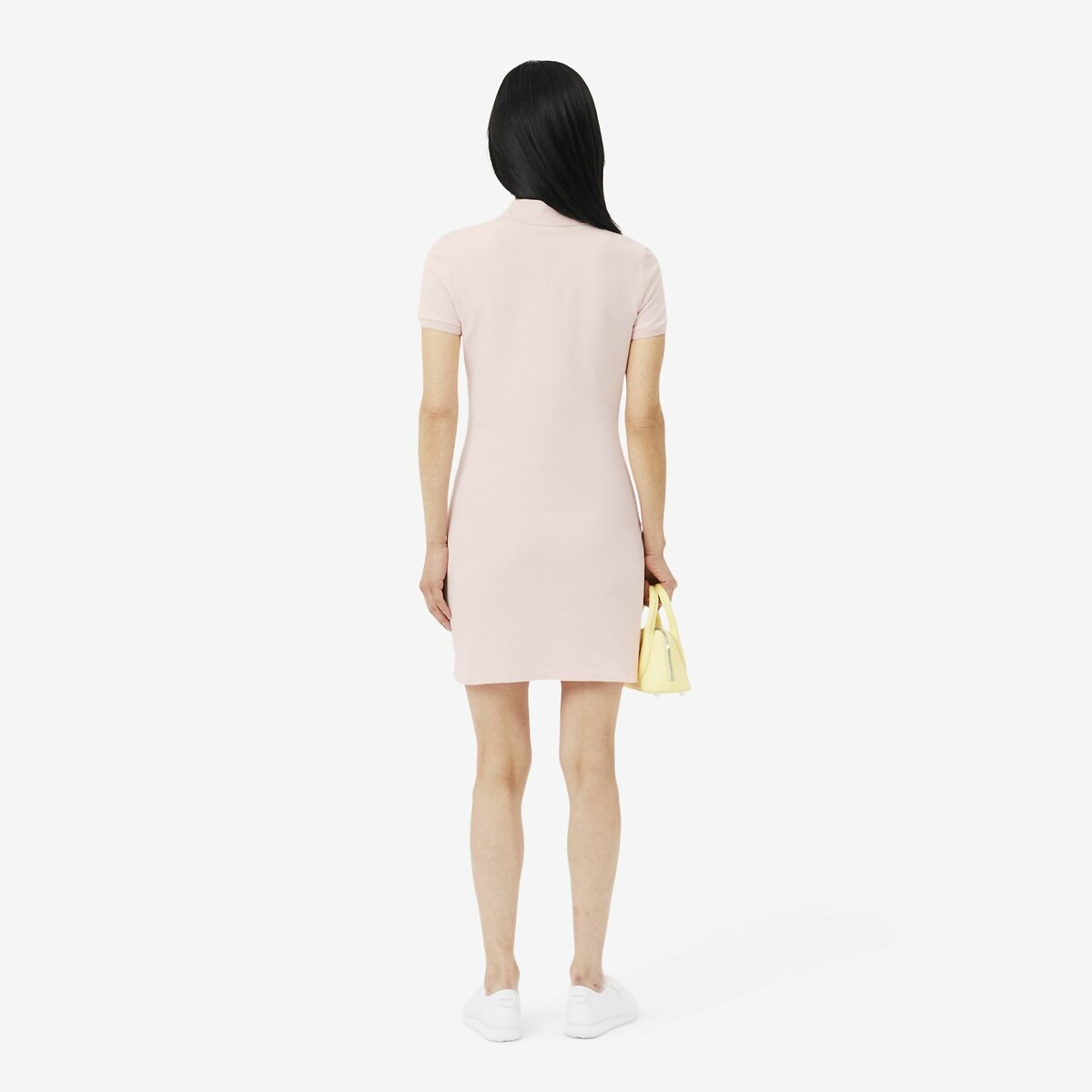 Abito dritto, corto, maniche corte rosa pallido, LACOSTE