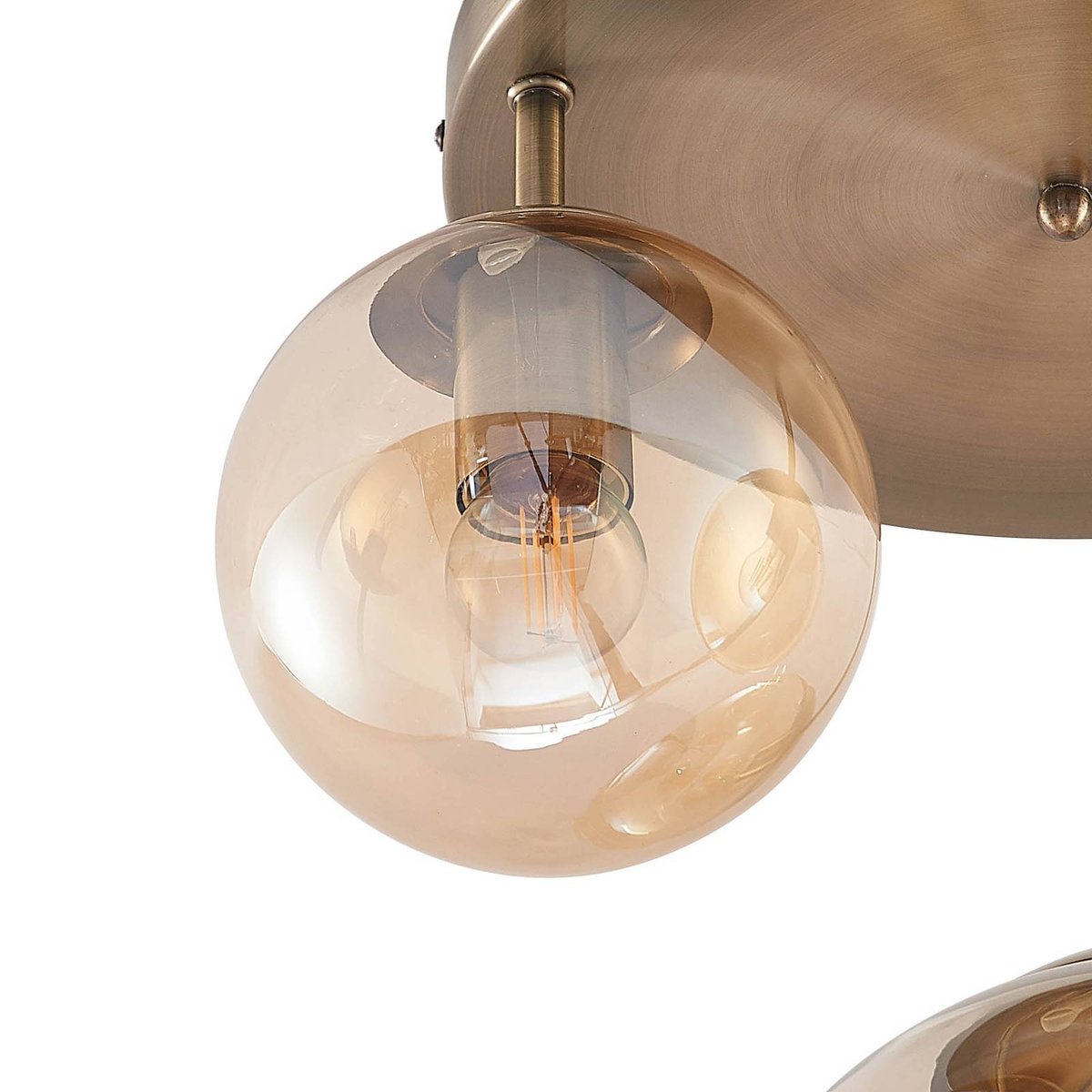 Plafonnier en verre moderne, Teeja ambre, laiton ancien, LINDBY