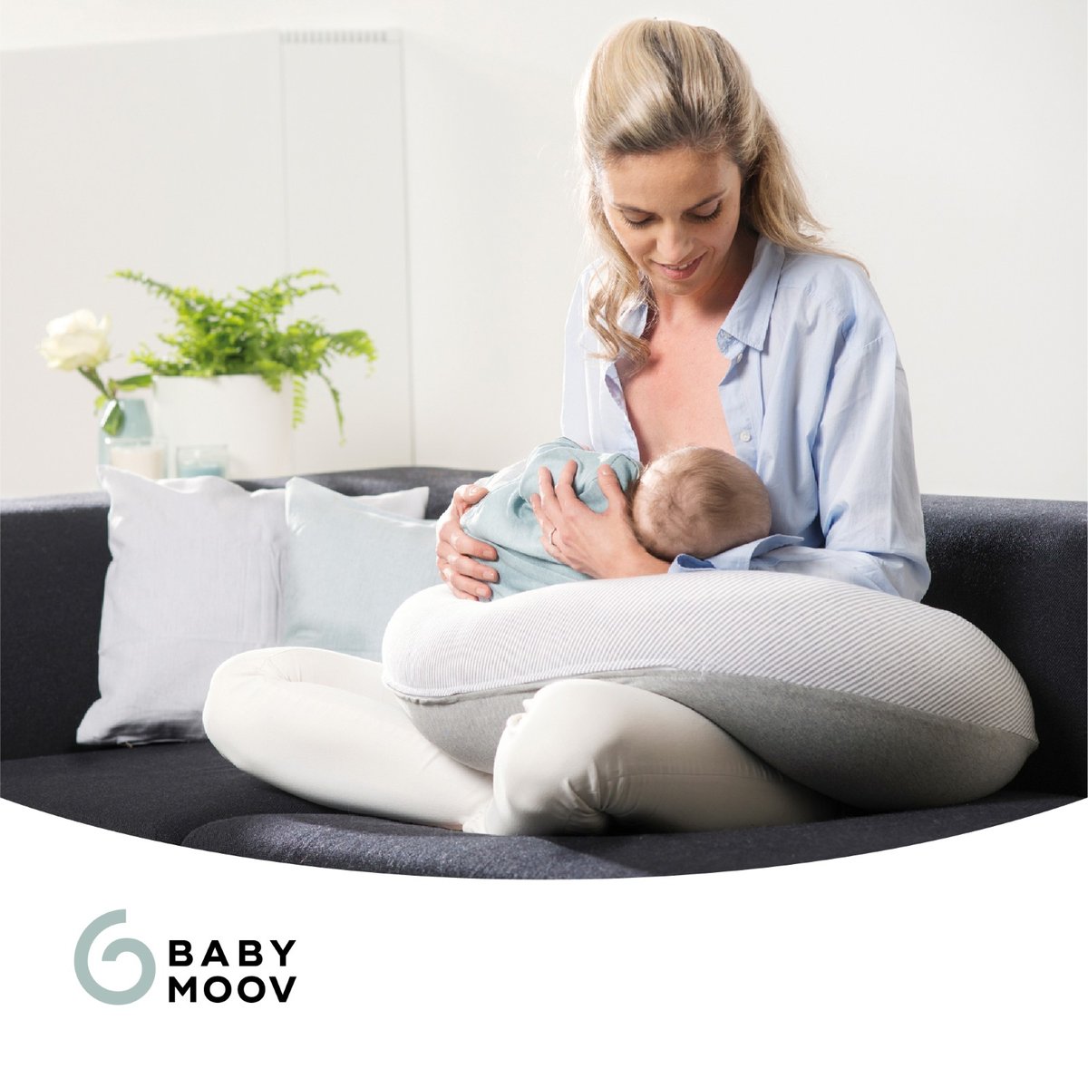 Housse Coussin de grossesse et d'allaitement Buddy gris, BABYMOOV