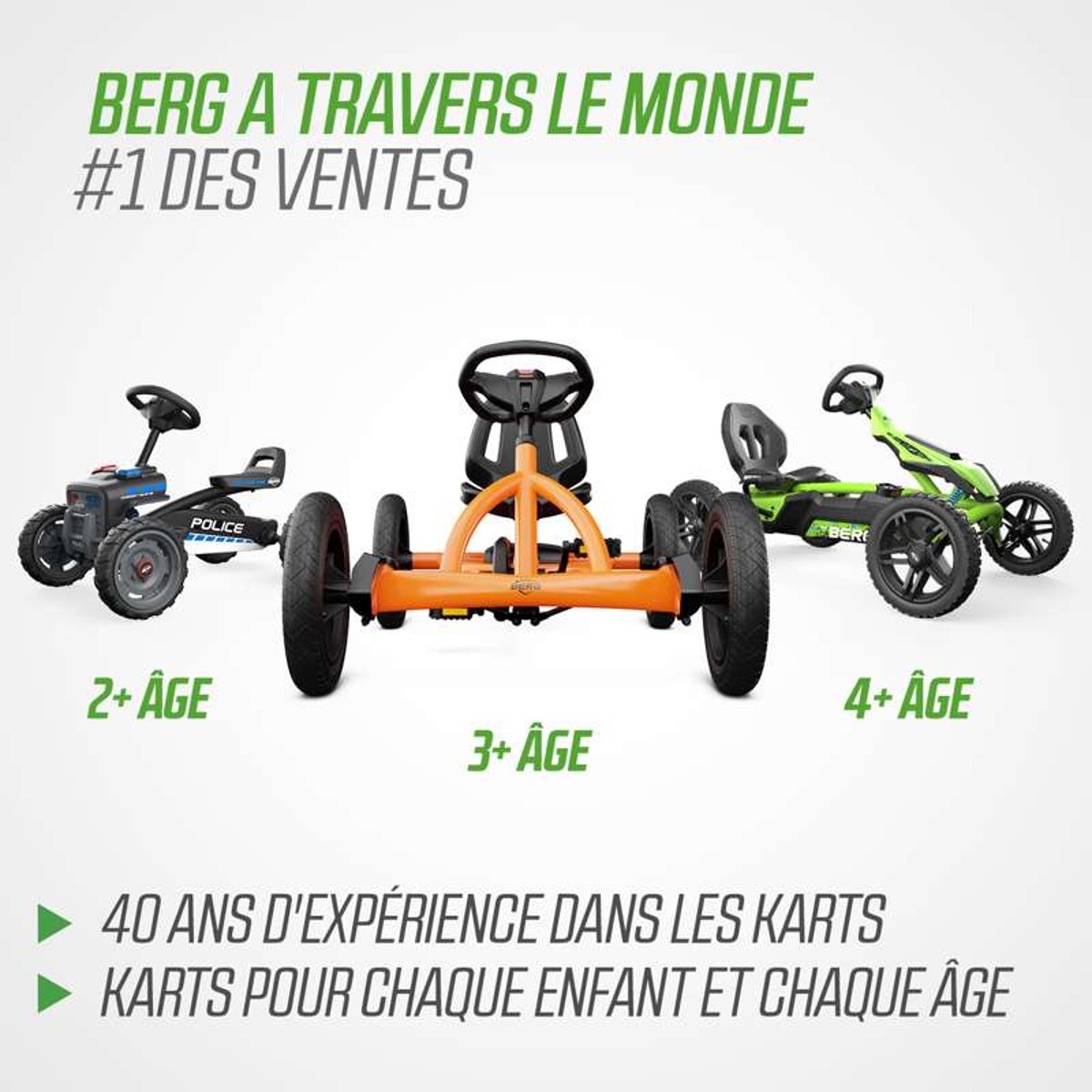 Kart à Pédales pour Enfants, 3+ Ans, Buddy John Deere green/yellow, BERG TOYS
