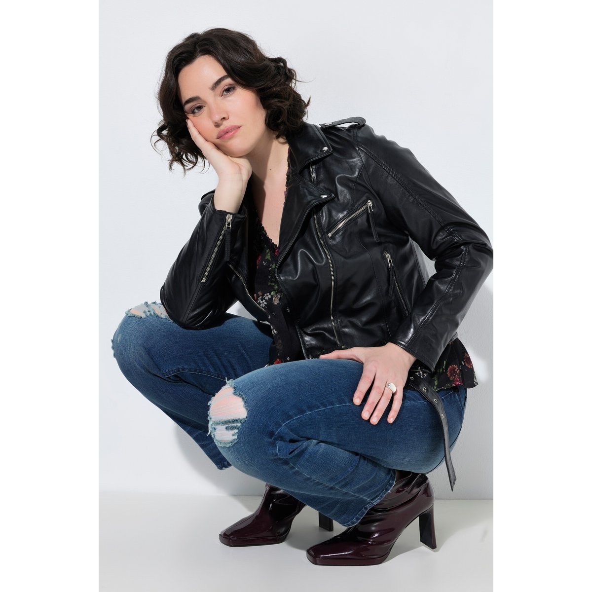Perfecto / veste de motard en cuir noir, ULLA POPKEN