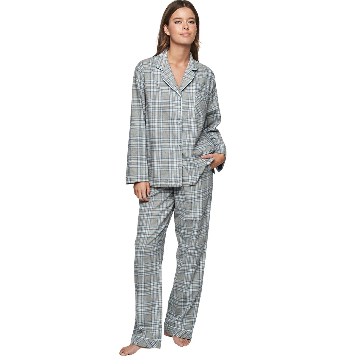Pyjama pantalon chemise manches longues P114 HERITAGE gris, SELMARK