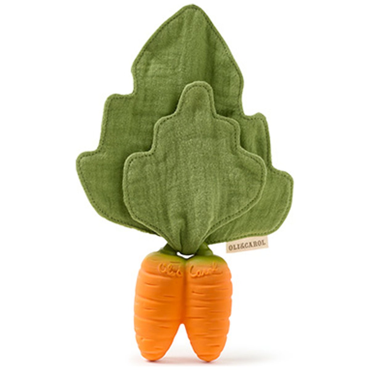Doudou de dentition orange, vert, OLI & CAROL