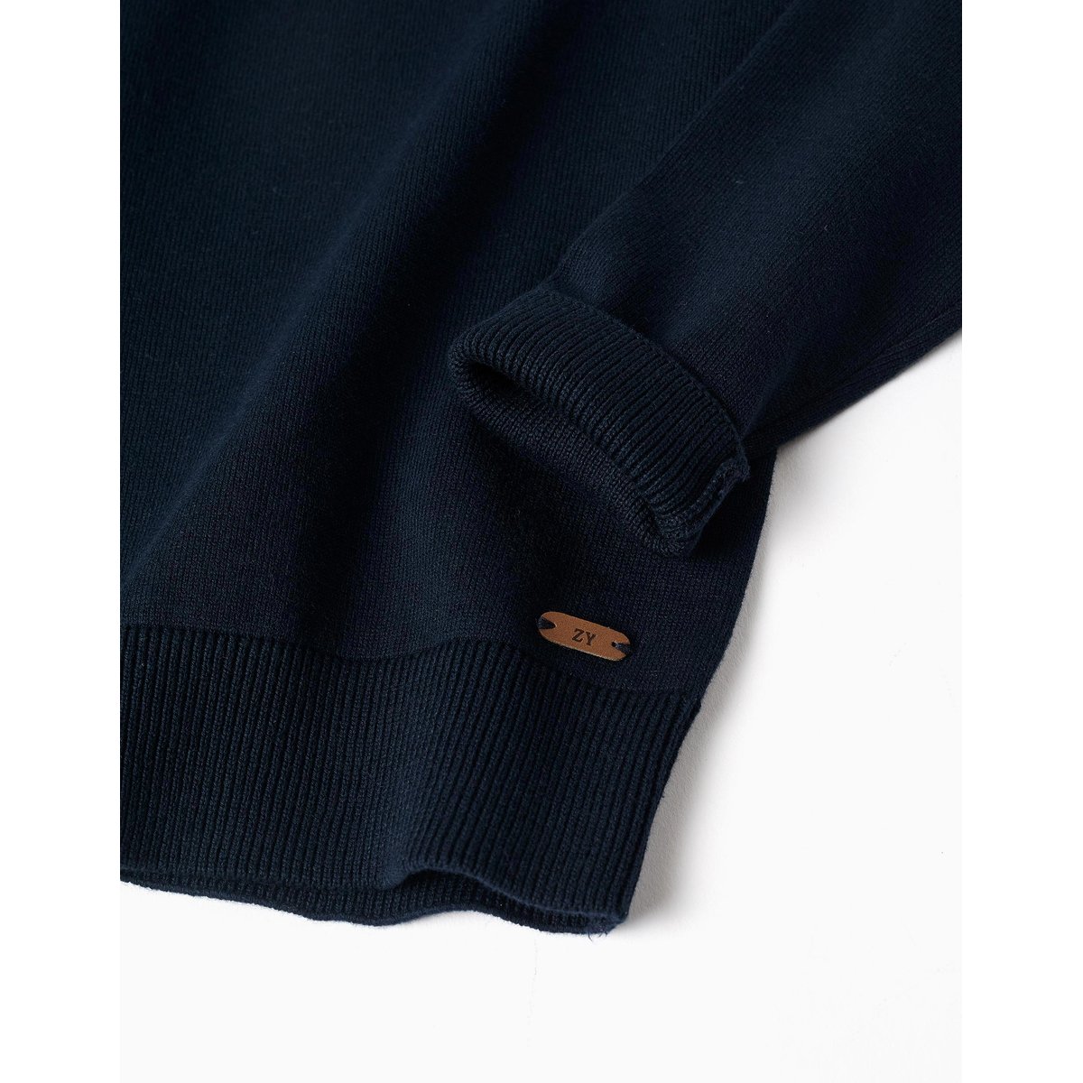 Pull en maille avec extrémités côtelées bleu foncé, ZIPPY