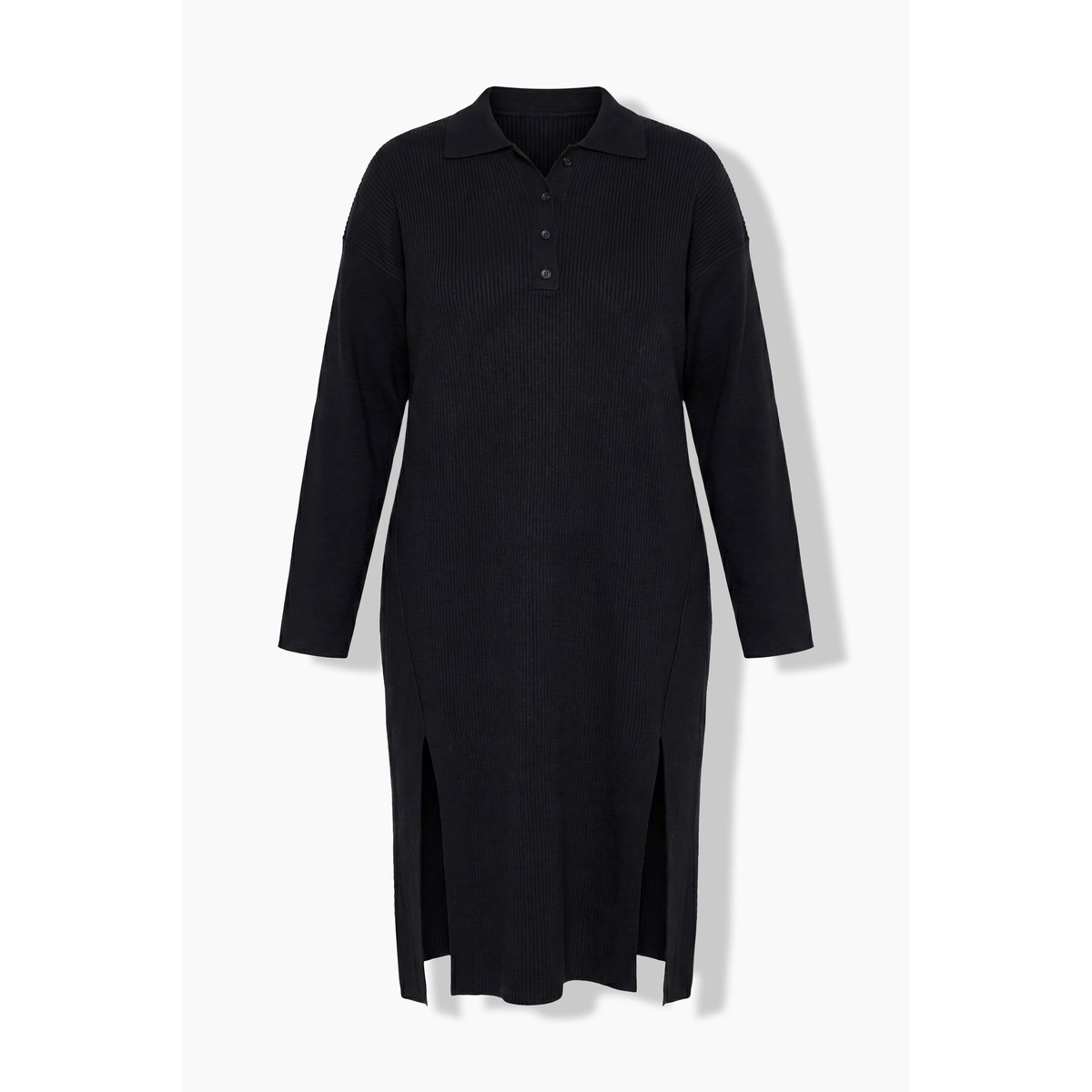 Robe longue en jersey côtelé, coupe oversize noir, ULLA POPKEN