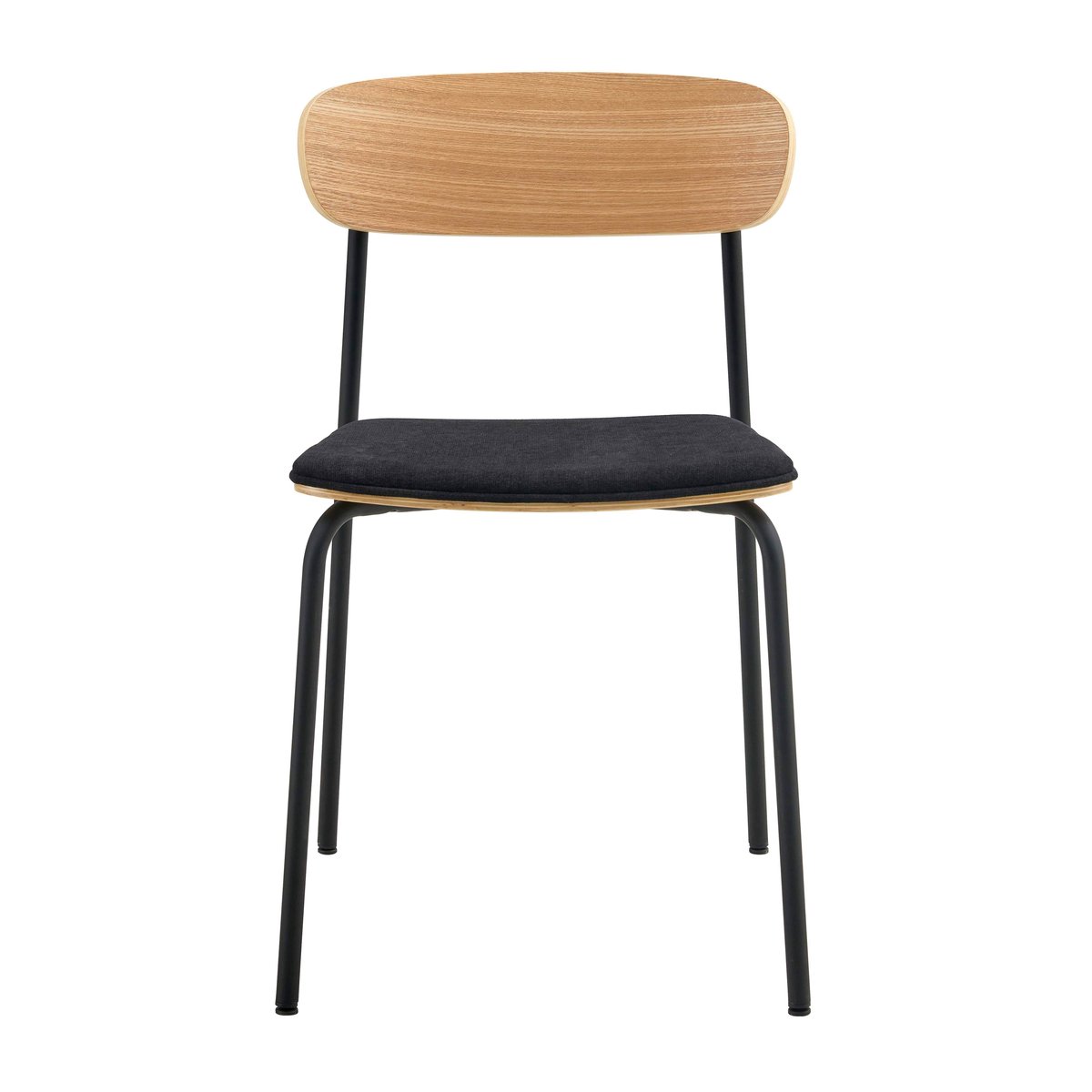 Lot de 2 chaises en métal, bois et tissu, LEXY noir, OVIALA