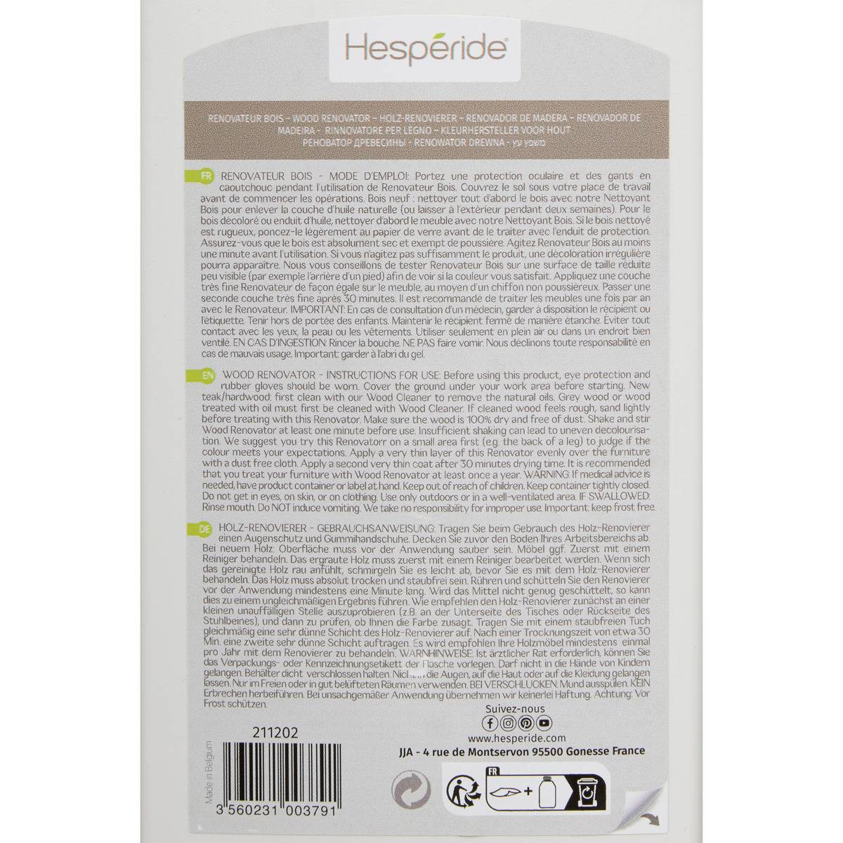 Rénovateur de couleur bois exotique finition Lin doré 1L blanc, HESPERIDE