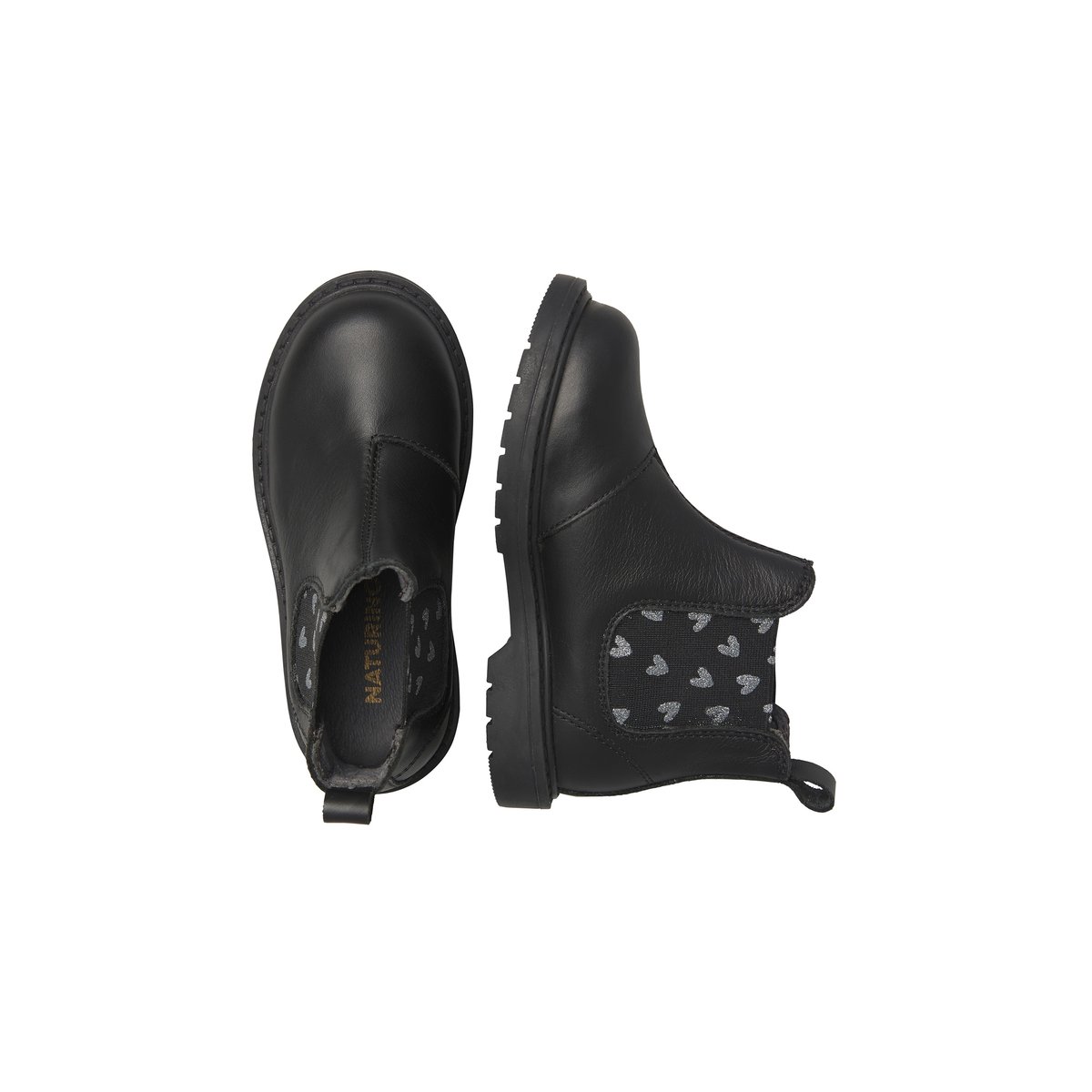 Bottes Chelsea en cuir PICCADILLY noir-argent, NATURINO