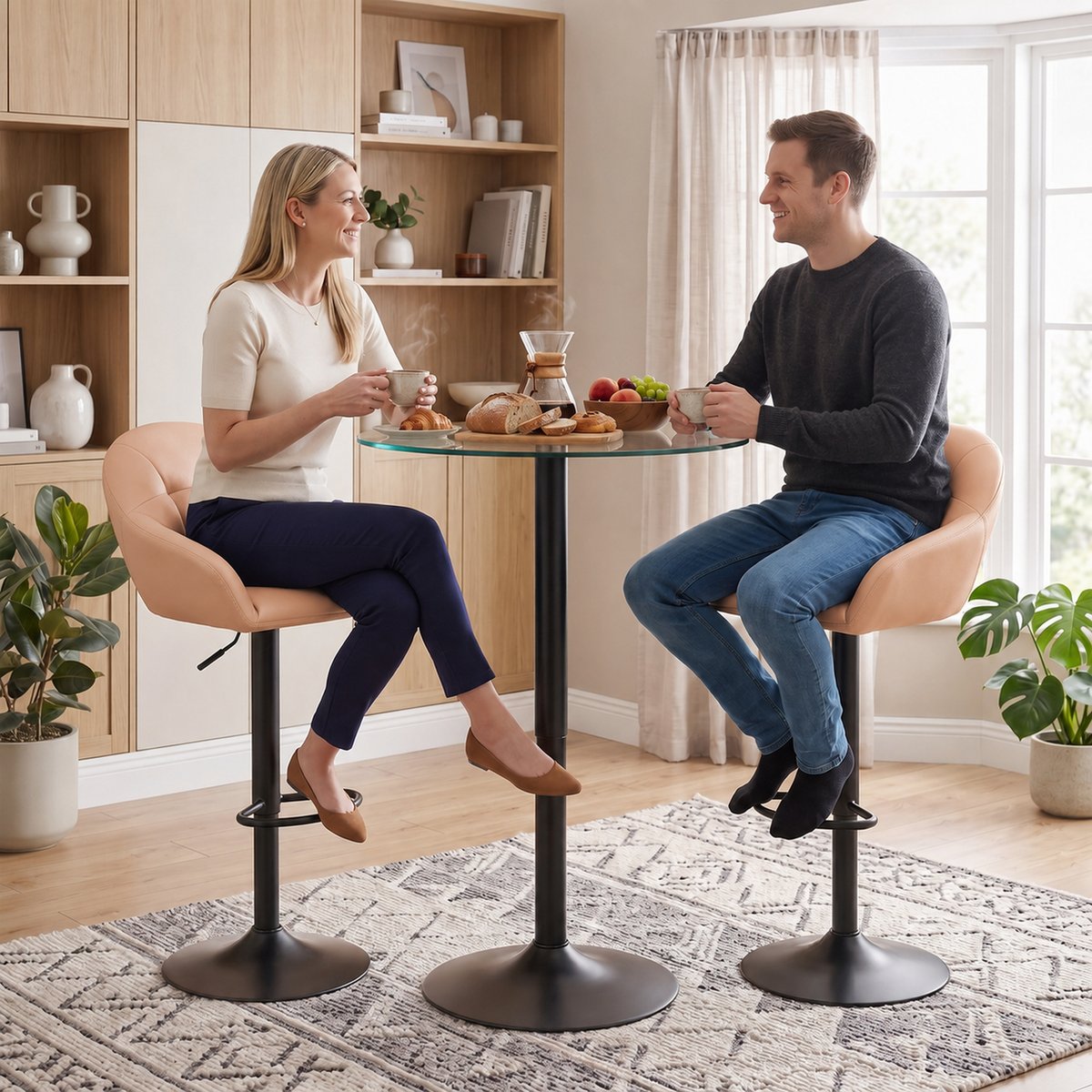 Tabouret de bar Revêtement synthétique Marron marron, noir, HOMCOM