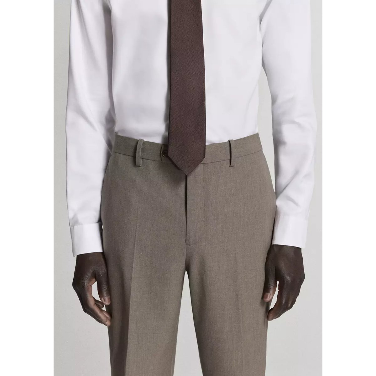 Pantalon de costume London regular-fit marron moyen, MANGO MAN