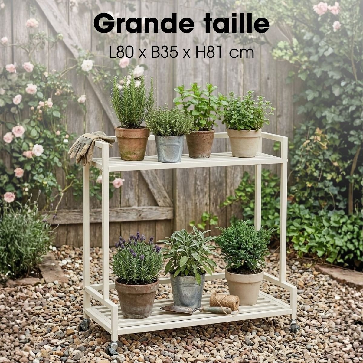 Support pour plantes GREENRAX blanc cassé, MICA DECORATIONS