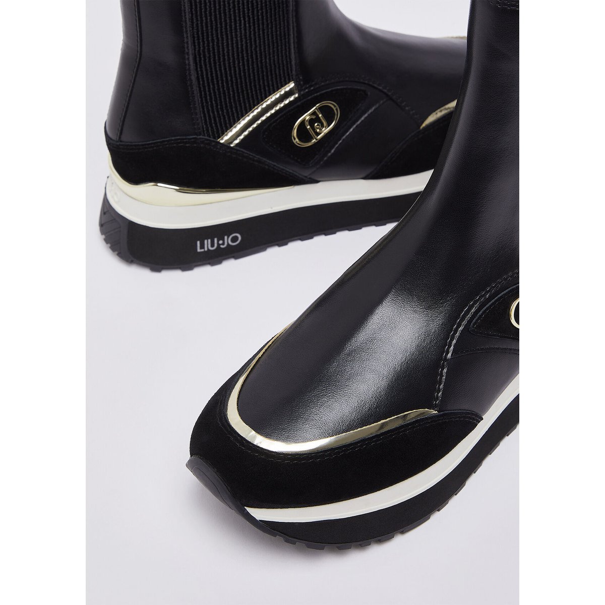 Sneakers boots en cuir noir, LIU JO