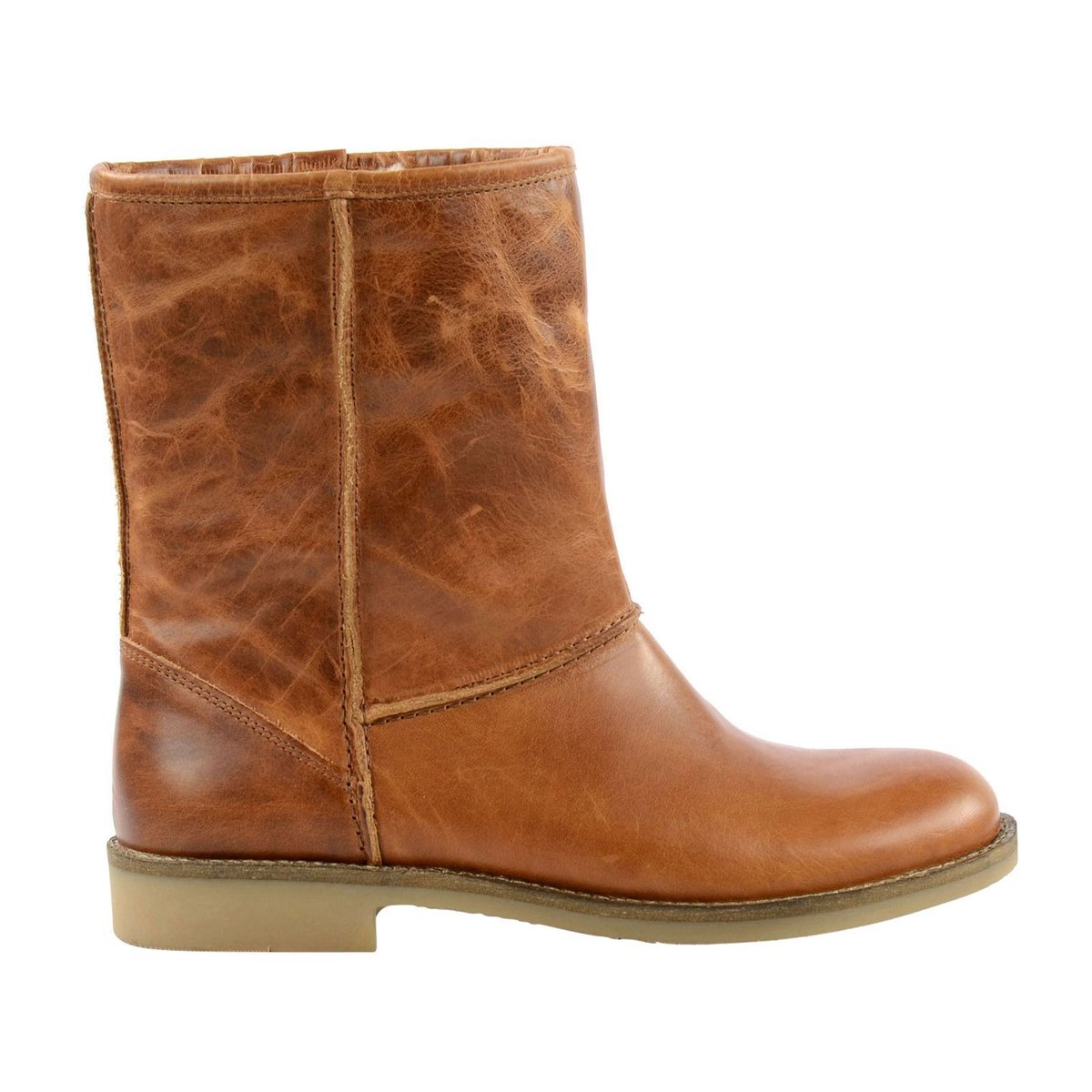 Bottes courtes en cuir cognac, SACHA
