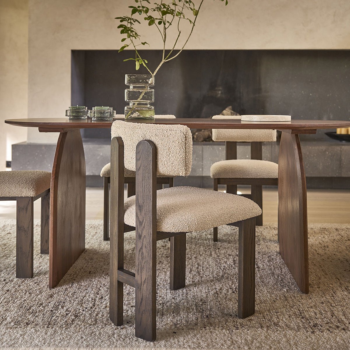 Chaise en bois de chêne et bouclette  NOÉ marron, BERAH GETAH