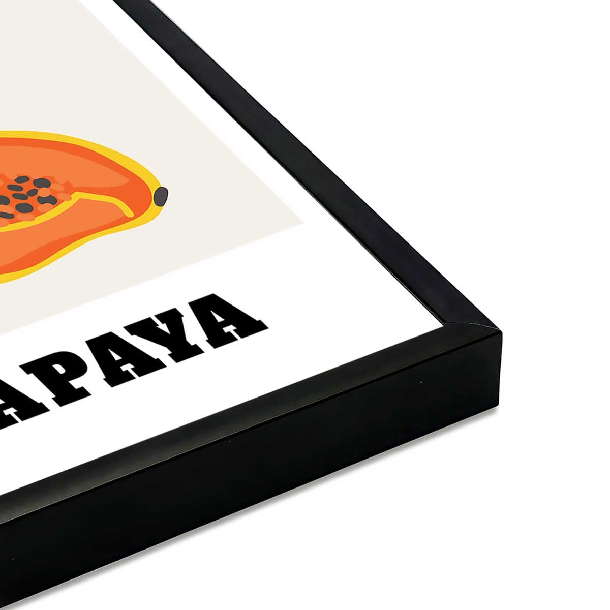 Affiche encadrée papaye graphique affiche + cadre en métal - noir, HEXOA