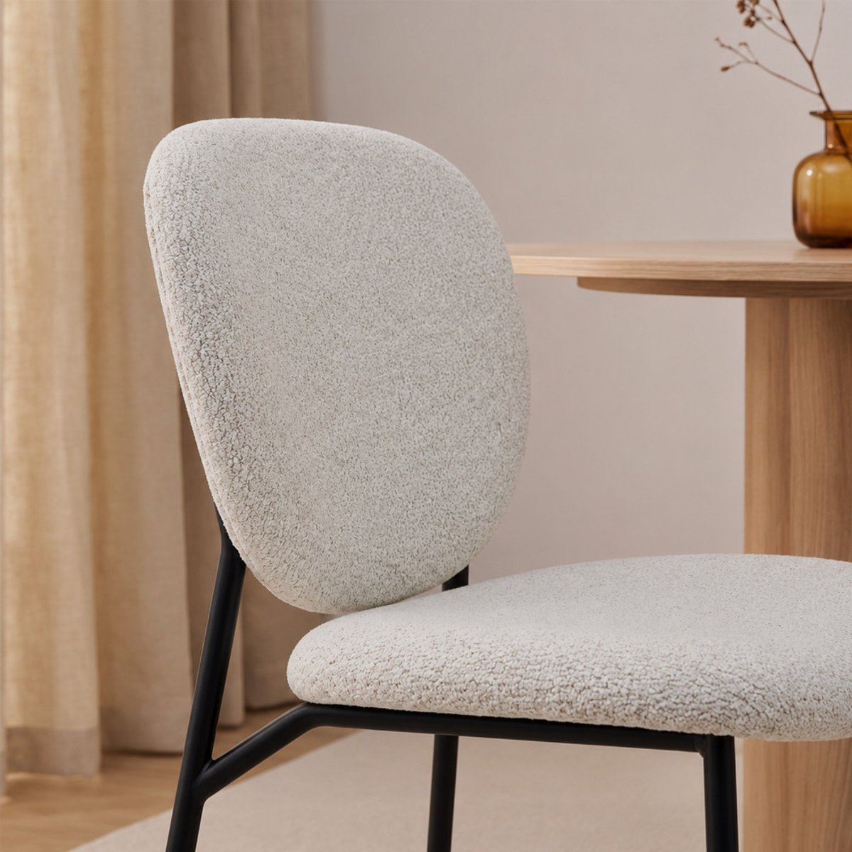 Lot de 2 chaises en tissu et métal- DALBY écru chiné, DRAWER