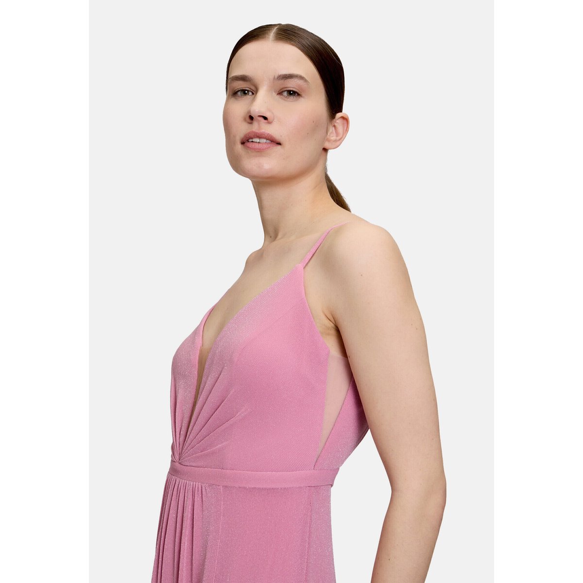 Robe de soirée à fils de fil textile rosé/silver, VERA MONT