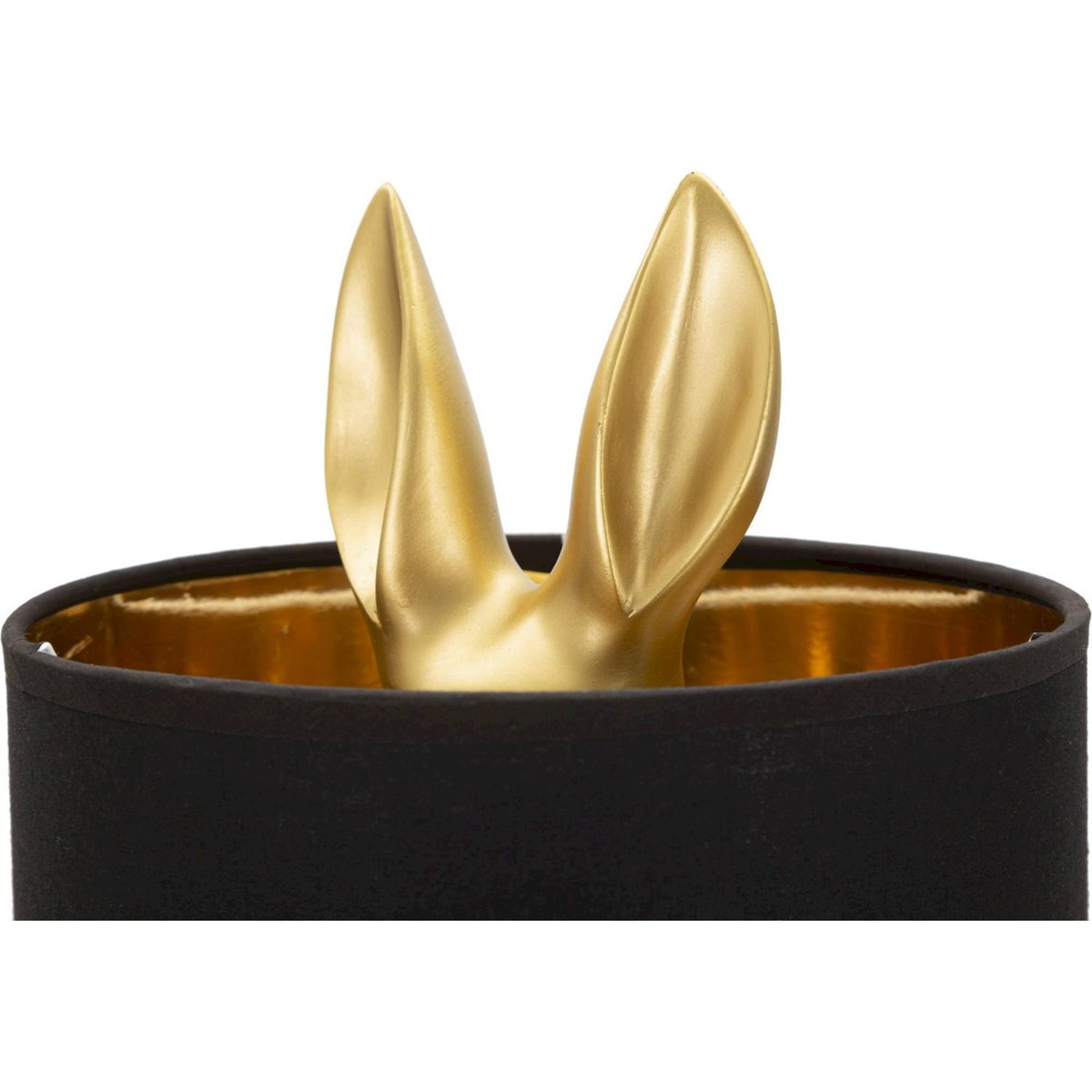 Lampe à poser lapin abat-jour tissu GLAM doré et noir, RECOLLECTION