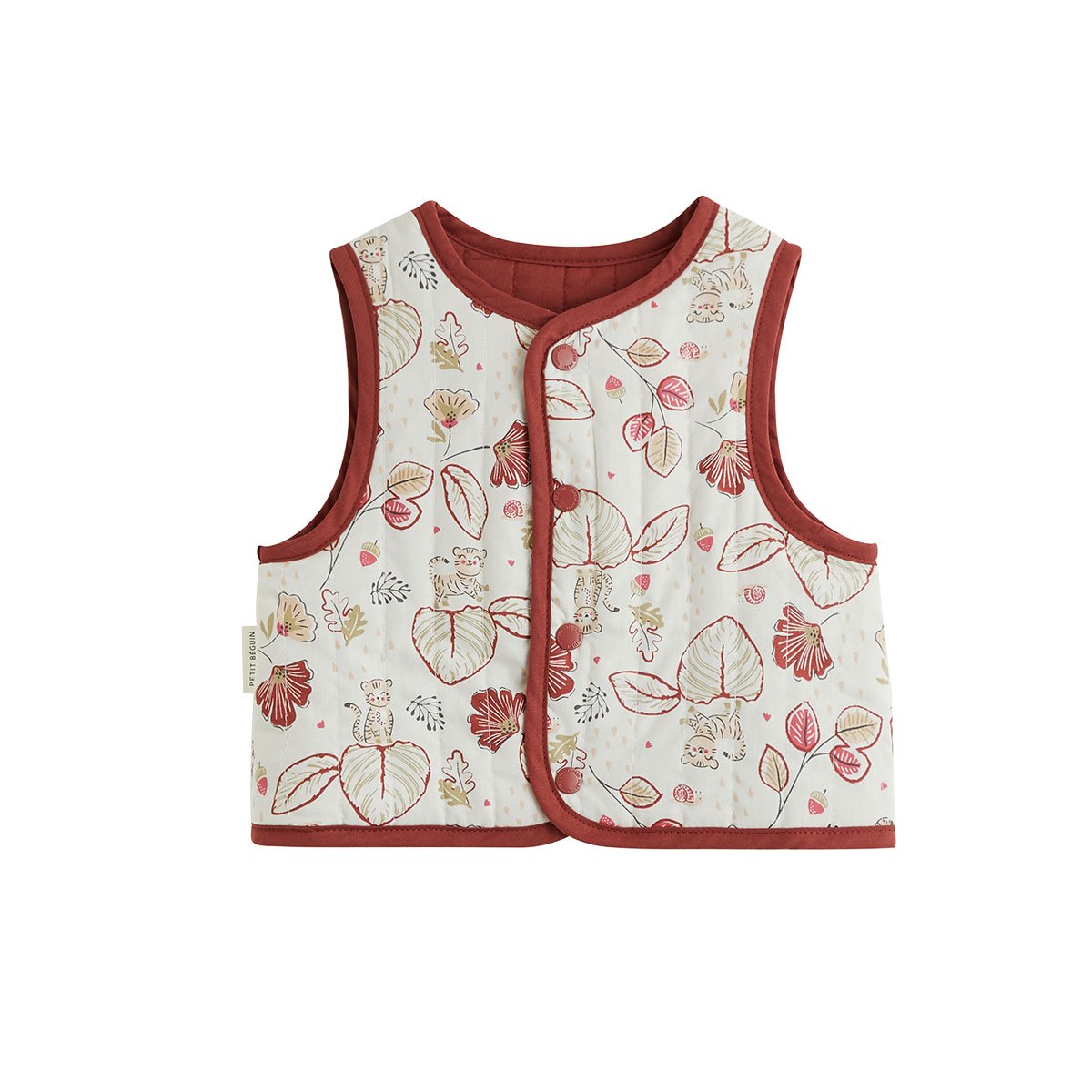 Veste sans manches enfant réversible en coton matelassé Léa rose, PETIT BEGUIN