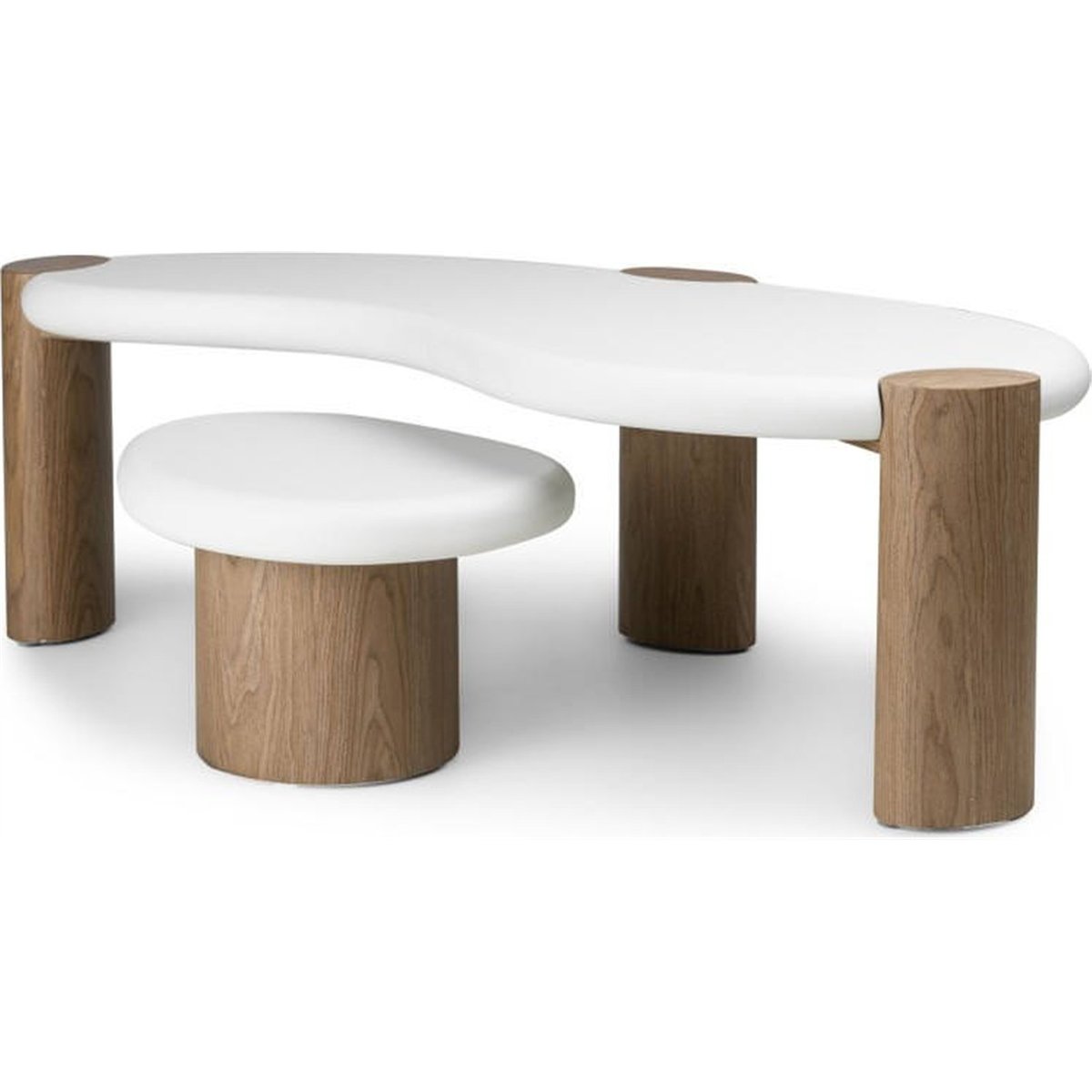 Table d'appoint organique OBUO en bois blanc et noyer, RECOLLECTION