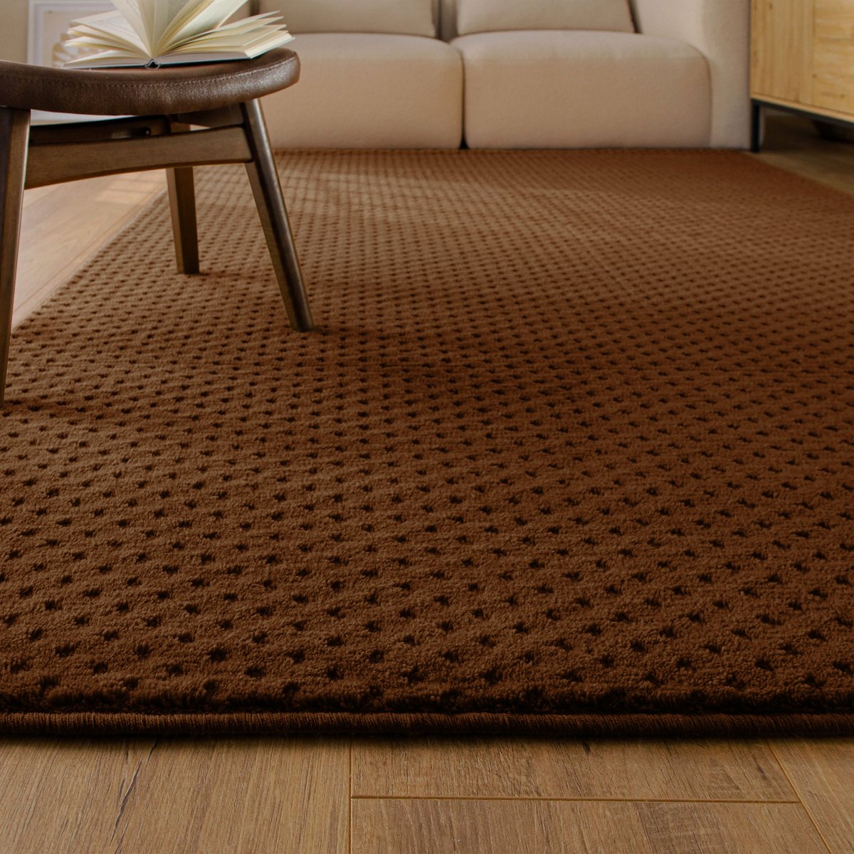 Tapis en laine avec relief , CASTELLO THREE marron, WECON HOME