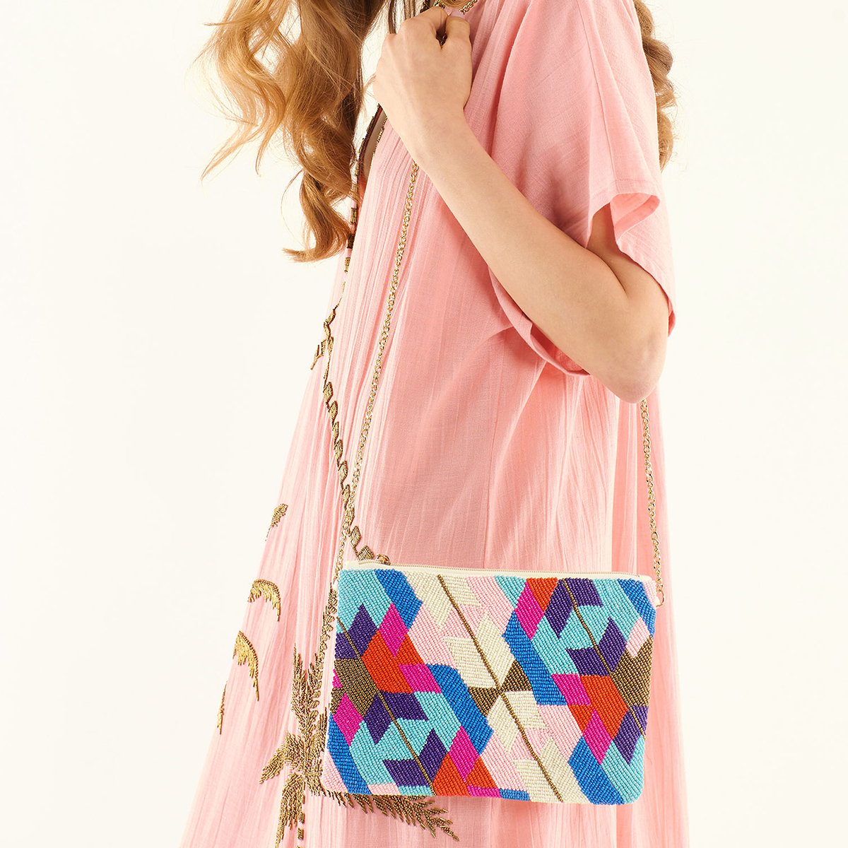 Sac pochette broderies de perles LORELAI multicolore, WILD