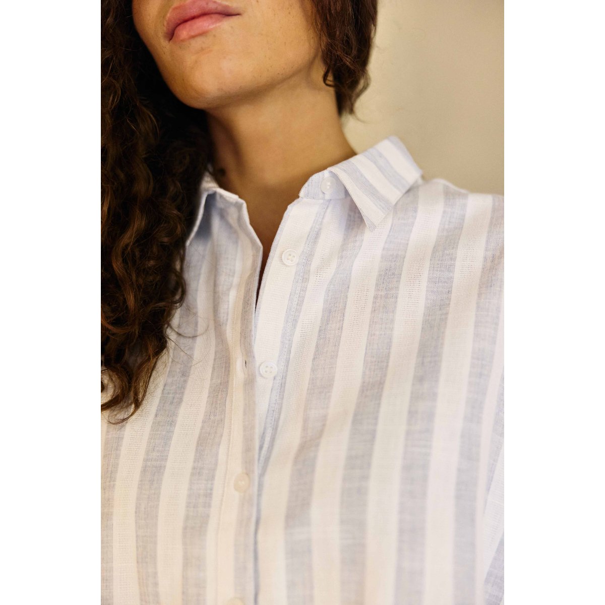 Chemise imprimé à rayures CARO 21-ecru/ciel, LA PETITE ETOILE