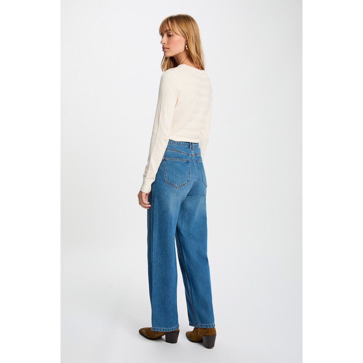 Pull manches longues col rond blanc, MORGAN