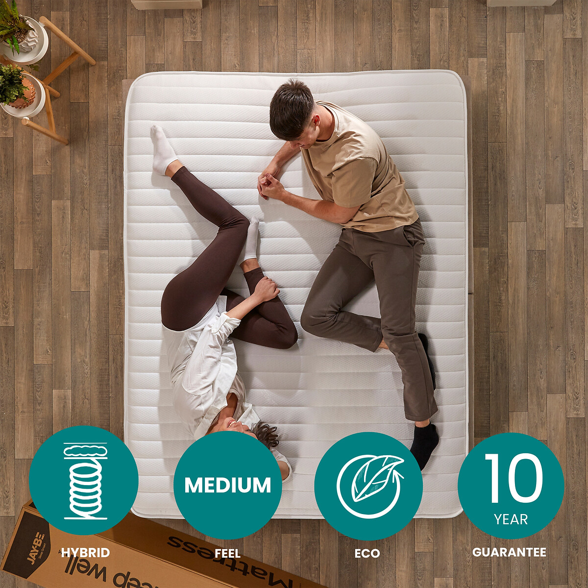 Jay-Be® Ryze 800 Pocket Sprung Mattress white/brown, JAY-BE