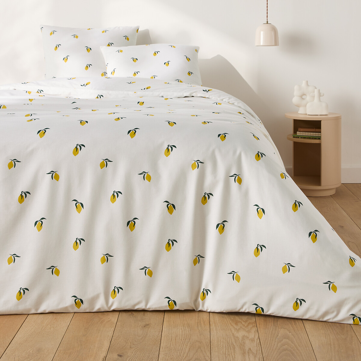 Parure 50% coton recyclé, taie carrée, Citron imprimé, LA REDOUTE INTERIEURS