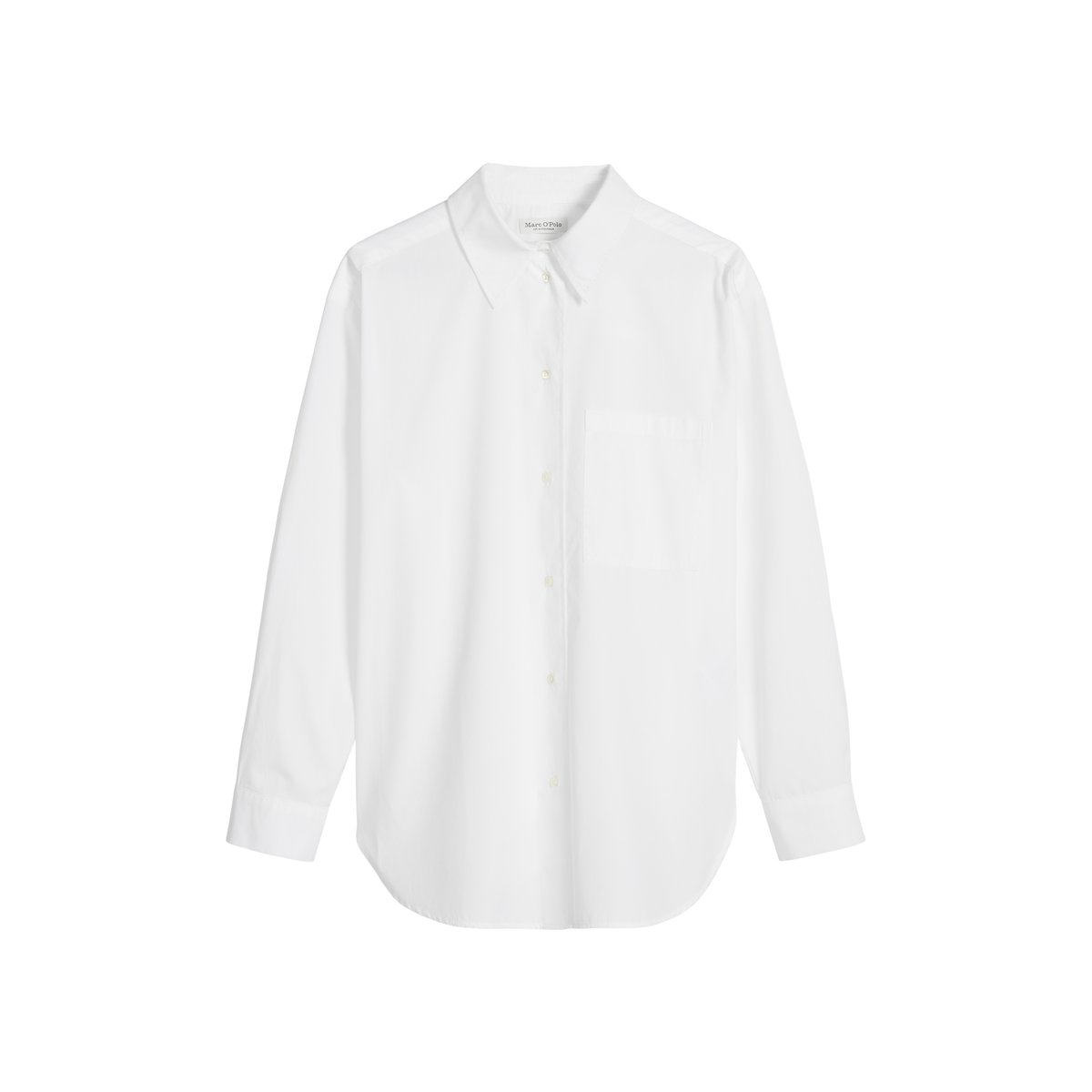 Blouse boyfriend en popeline de coton premium blanc, MARC O'POLO