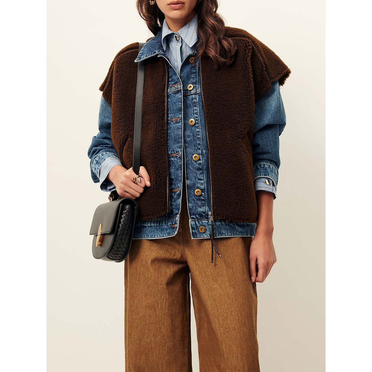 Ärmellose Sherpa-Jacke mit Reissverschluss, MOUNTY braun, SESSUN