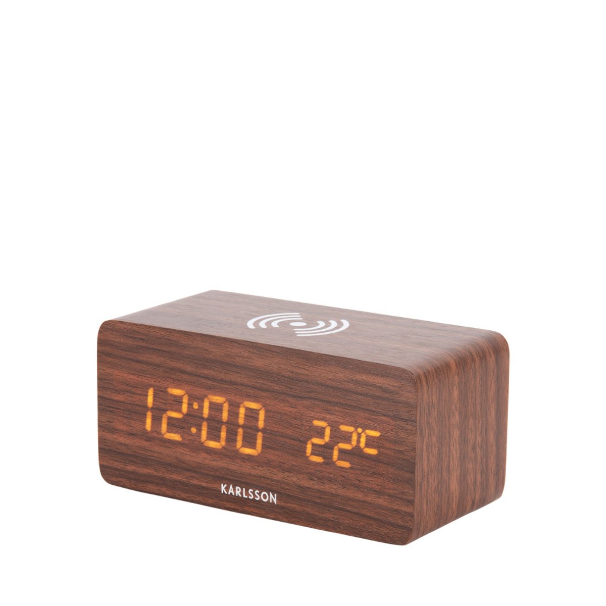 Réveil en bois avec chargeur téléphone- BLOCK bois foncé, KARLSSON