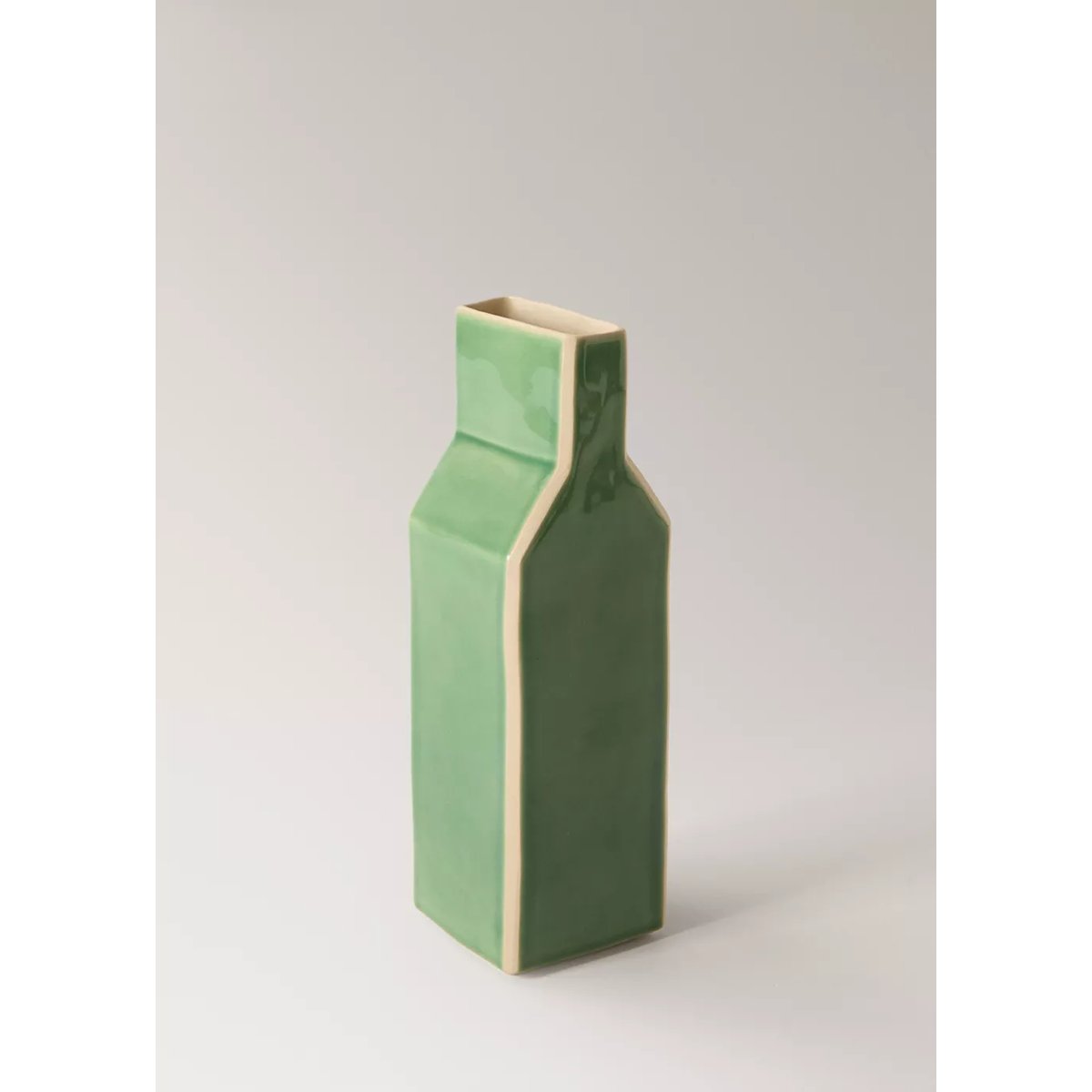 Vase en grès effet contraste de couleur grand format vert, MANGO HOME