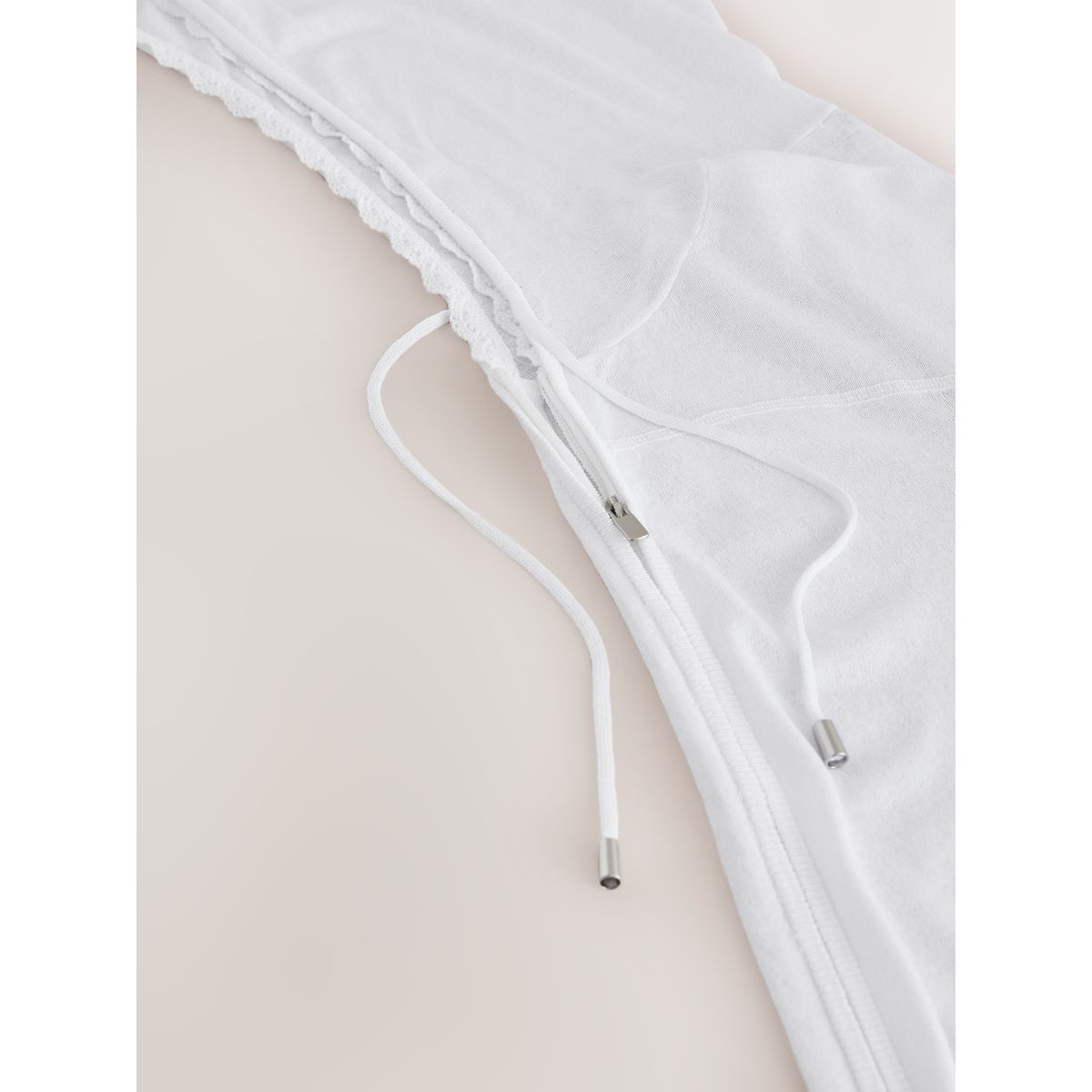Cardigan à capuche zippé en maille légère blanc, NEXT