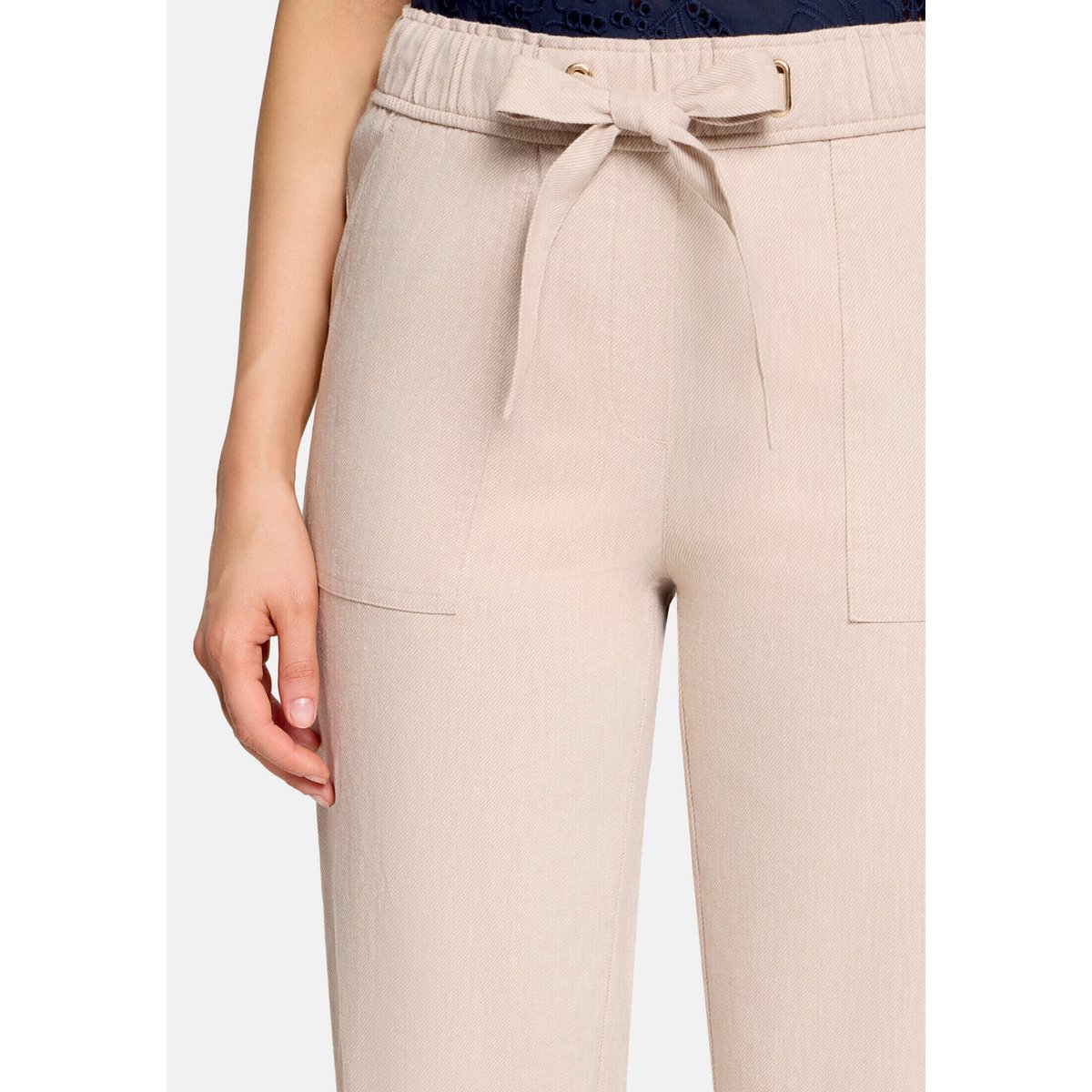 Pantalon casual à taille élastique beige, BETTY & CO